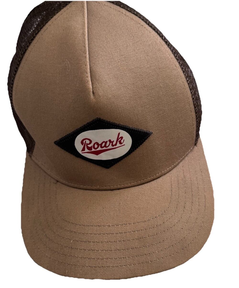 Roark Mens Beige Logo Mesh Trucker Baseball Hat One Size Outdoors